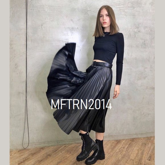 Zara Dresses & Skirts - LAST ONE!!! ZARA Faux Leather Pleated Midi Skirt